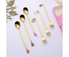 Christmas Stainless Coffee Spoons Christmas Decorations for Home Merry Christmas Gifts Xmas Noel Navidad New Year 2023 - SilverChristmas tree