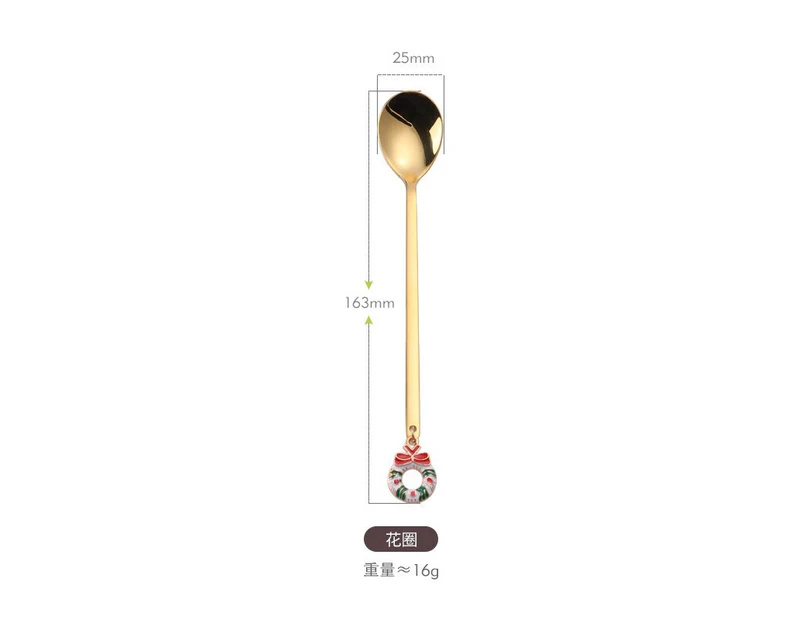 Christmas Stainless Coffee Spoons Christmas Decorations for Home Merry Christmas Gifts Xmas Noel Navidad New Year 2023 - Gold wreath3