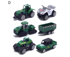 6Pcs Alloy Car Model Children Engineering Farmer Tank Vehicle Toy Car Collection D