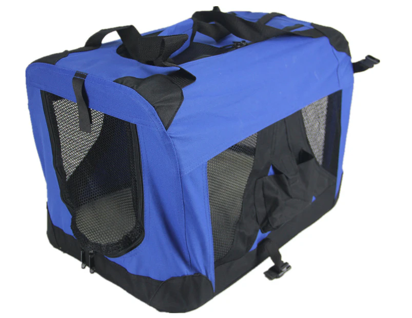 YES4PETS Large Portable Foldable Pet Dog Puppy Soft Crate-Blue