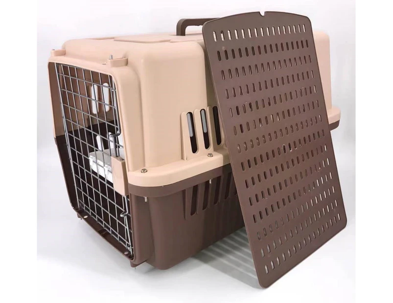 YES4PETS Large Airline Dog Cat Crate Pet Carrier Cage With Tray And Bowl