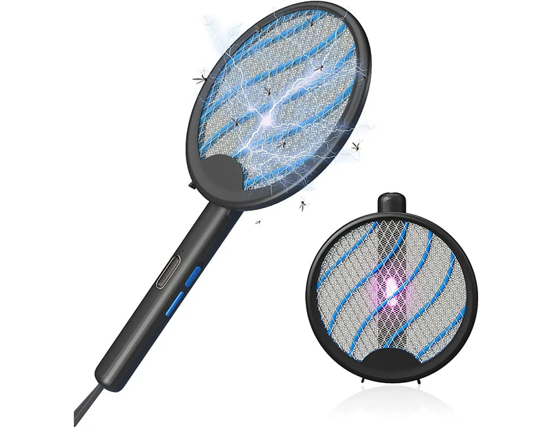 Electric Fly Swatter Bug Zapper Racket Rechargeable Collapsible Multi-Purpose, 4,000 Volt, USB Charging