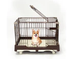 YES4PETS Large Brown Pet Dog Cage Cat Rabbit  Crate Kennel With Potty Pad And Wheel