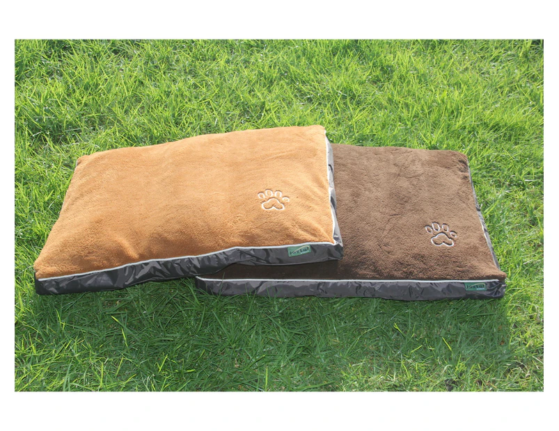 YES4PETS Medium Dog Puppy Pad Bed Kennel Mat Cushion Bed 80 x 60 cm Brown / Beige