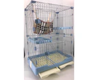 YES4PETS 134 cm XL Brown Pet 3 Level Cat Cage House With Litter Tray & Wheel