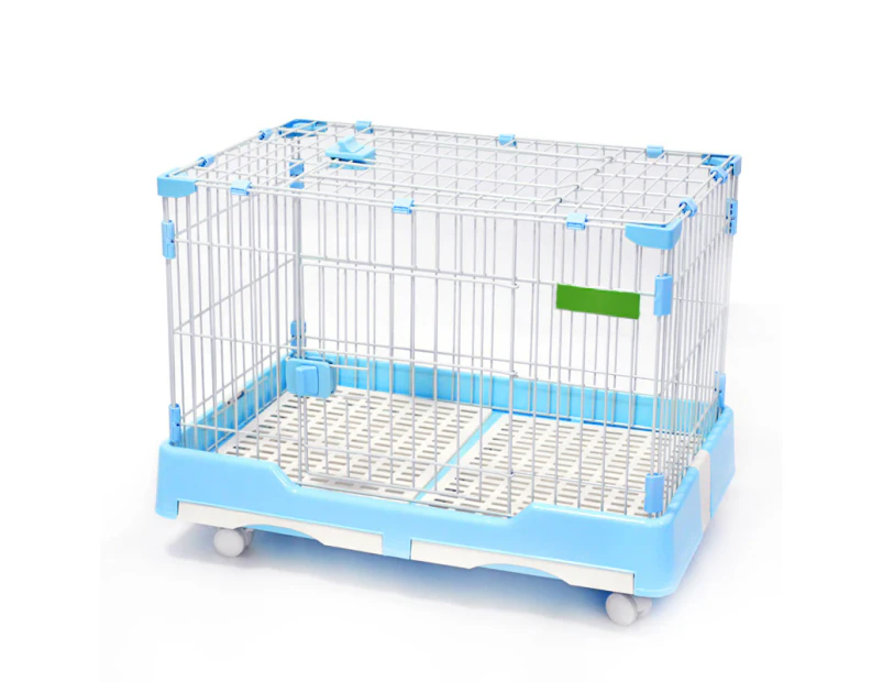 YES4PETS Large Blue Pet Dog Cage Cat Rabbit  Crate Kennel With Potty Pad And Wheel