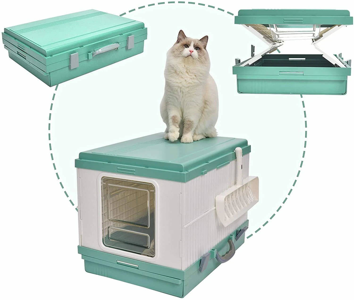 YES4PETS XL Portable Cat Toilet Litter Box Tray Foldable House with Handle and Scoop