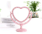 Mirror 7-Inch Heart Shaped Mirror Tabletop Vanity Makeup Mirror Beauty Mirror with 3X Magnification Vintage Mirror(Pink Heart-Shaped)