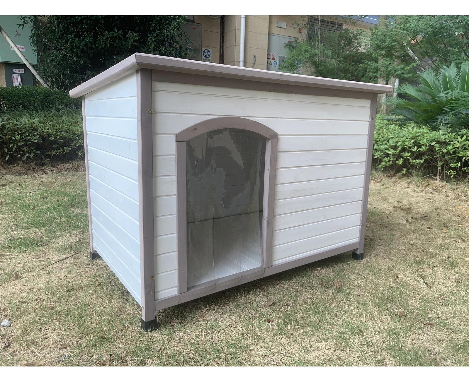 YES4PETS XL Timber Pet Dog Kennel House Puppy Wooden Timber Cabin With Stripe