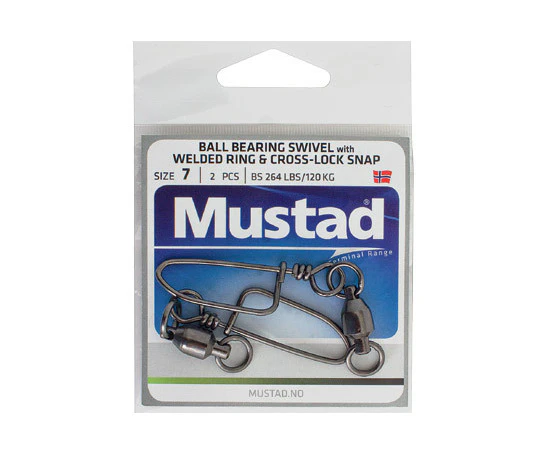 Mustad Ball Bearing Swivels With Welded Ring & Cross-Lock Snap #5