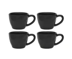 4 x 4pc Ecology Speckle Stoneware 60ml Espresso Coffee Cup Drink Mug w/ Handle Ebony