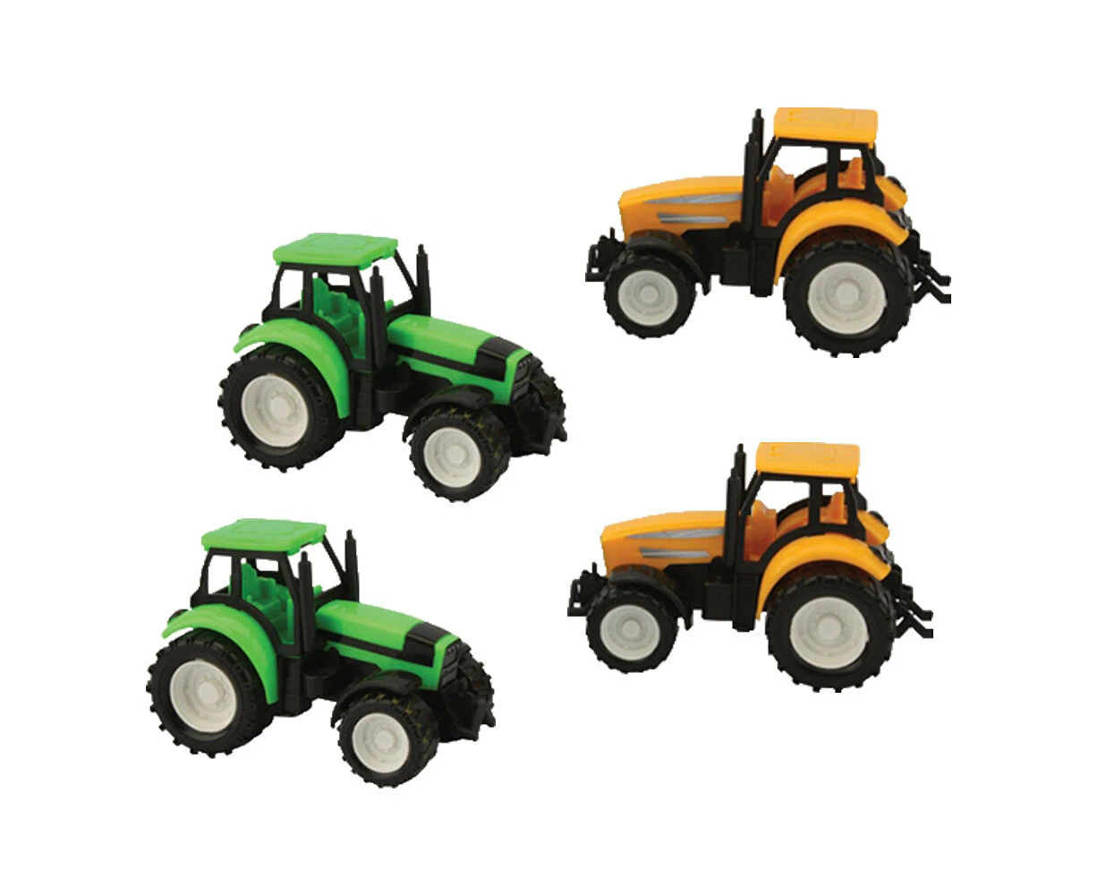 4x Fumfings 10cm Freewheel Plastic Tractor 1:43 Scale Kids Toy Assorted 3y+