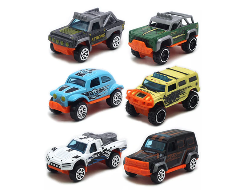 6Pcs Simulation Alloy Car Toy Police Fire Truck Off-road Racing Model Kids Gift D