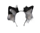 1 Set Faux Tail Realistic Easy to Wear Plush Ears Headband Furry Animal Tail Party Supplies - Black