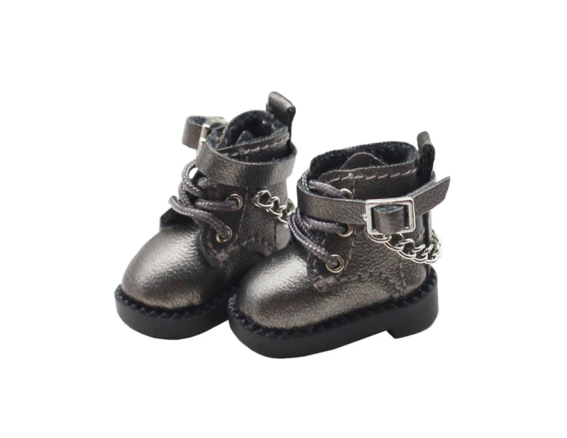 1 Pair Chain Decor Buckle DIY Doll Shoes Stylish Cute Doll Toy Boots Photograph Props - Silver