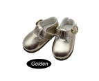 Delicate Craft Baby Doll Shoes Premium T-strap Buckle Fashion Girl Doll Sandal for Kids - Bright Golden