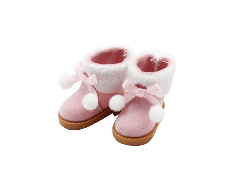 1 Pair Doll Boots Comfortable Touch Cuddly Fabric Cute Appearance Doll Short Boots for Kid - Pink