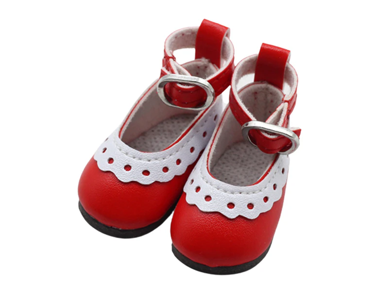 1 Pair Doll Shoes Practical Ability Excellent Workmanship Dollhouse Accessories Doll Shoes Accessory Girl Doll for 12-Inch Doll - Red