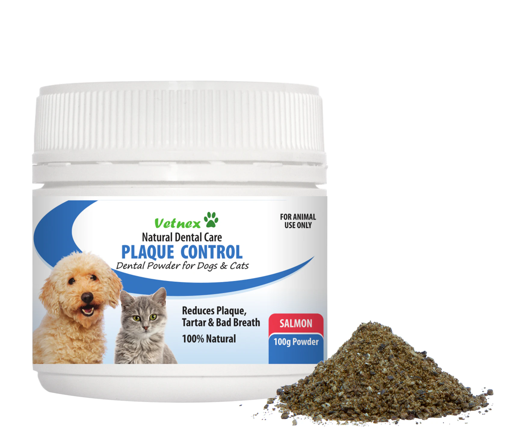 Vetnex Natural Dental Care Plaque Control Powder Salmon for Dogs & Cats 100g