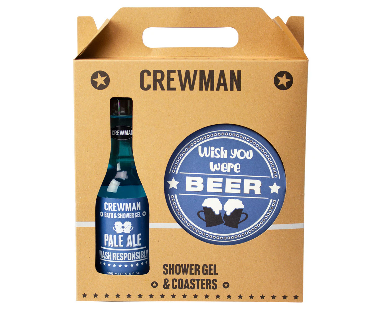 Crewman 3 piece Pale Ale Gift Set 160ml Shower Gel, 2 x Coasters