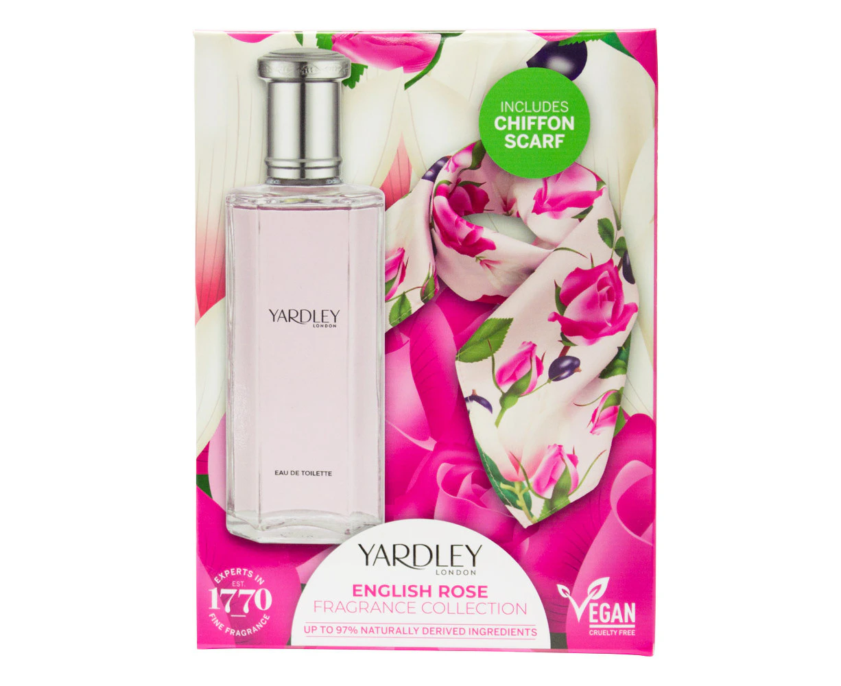 Yardley English Rose Gift Set 50ml Eau De Toilette and Chiffon Scarf