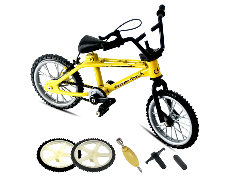 Alloy Miniature Finger Bicycle Bike Model Toy Board Game Home Desktop Ornament Yellow
