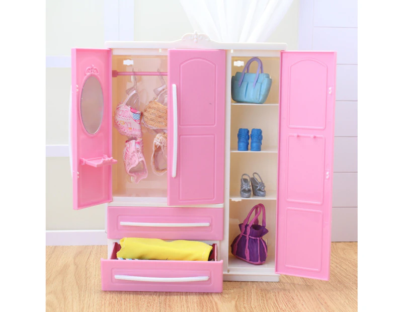 Mini Wardrobe Corrosion Resistant Clear Texture High Simulation Doll Dream House Wardrobe Toy for Kids