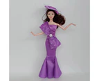 Kids Toy Elegant Good-looking Beautiful Eye-catching Adorable Entertainment Cloth Doll Clothes Hair Accessories for Child - Purple