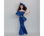 Kids Toy Elegant Good-looking Beautiful Eye-catching Adorable Entertainment Cloth Doll Clothes Hair Accessories for Child - Blue