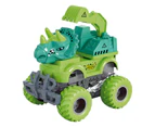 Baby Inertia Car Toy Safe Interactive Colorful Cartoon Dinosaur Baby Blaze Truck Toy for Home A