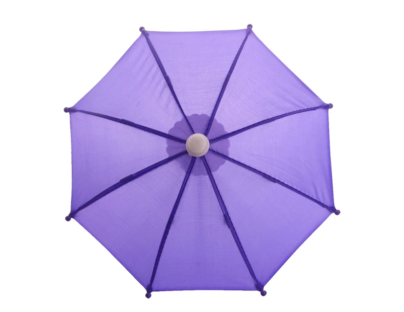 Doll Umbrella Cute Decorative Solid Color Dollhouse Open Close Umbrella Decoration Daily Use - Purple