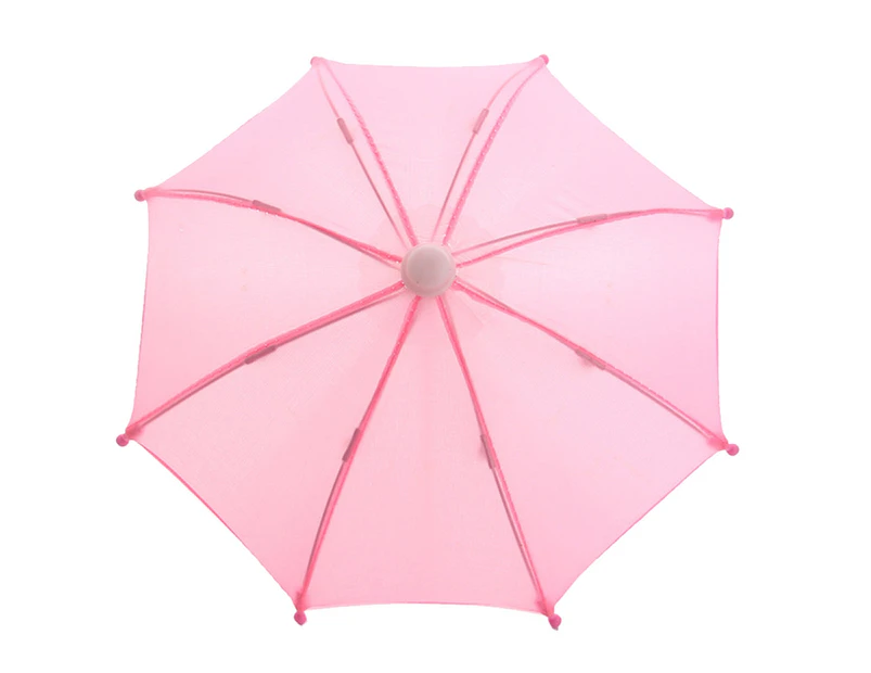 Doll Umbrella Cute Decorative Solid Color Dollhouse Open Close Umbrella Decoration Daily Use - Pink