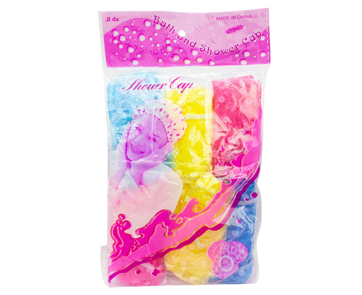 Safe Home Care Shower Cap Head Caps Flower Assorted Designs 6pcs