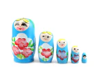 5Pcs Novelty Cartoon Girl Russian Wooden Nesting Dolls Hand Painted Matryoshka