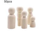 50Pcs Unpainted Unfinished Wooden Doll Family Puppet DIY Art Craft Ornament