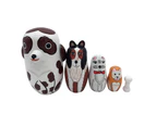 5Pcs/Set Hand Painted Dotted Dog Animal Nesting Dolls Matryoshka Figurines Toy