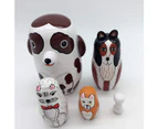 5Pcs/Set Hand Painted Dotted Dog Animal Nesting Dolls Matryoshka Figurines Toy