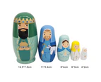 5Pcs Wooden King Royal Family Nesting Doll Matryoshka Figurines Kids Toy Gift