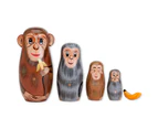 5Pcs/Set Hand Painted Wooden Monkey Nesting Dolls Matryoshka Craft Kids Toy Gift