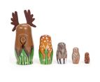 5Pcs/Set Hand Painted Wooden Nesting Dolls Matryoshka Deer Animal Figurines Toy