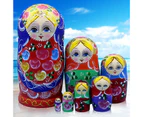 7Pcs/Set Stackable Flower Girl Matryoshka Nesting Dolls Puzzle Toy Home Decor - Tangerine