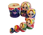 7Pcs/Set Stackable Flower Girl Matryoshka Nesting Dolls Puzzle Toy Home Decor - Tangerine