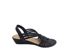 Bellissimo Angela Ladies Sandals Slingback Crossover Elastic Straps Soft Insole - Black