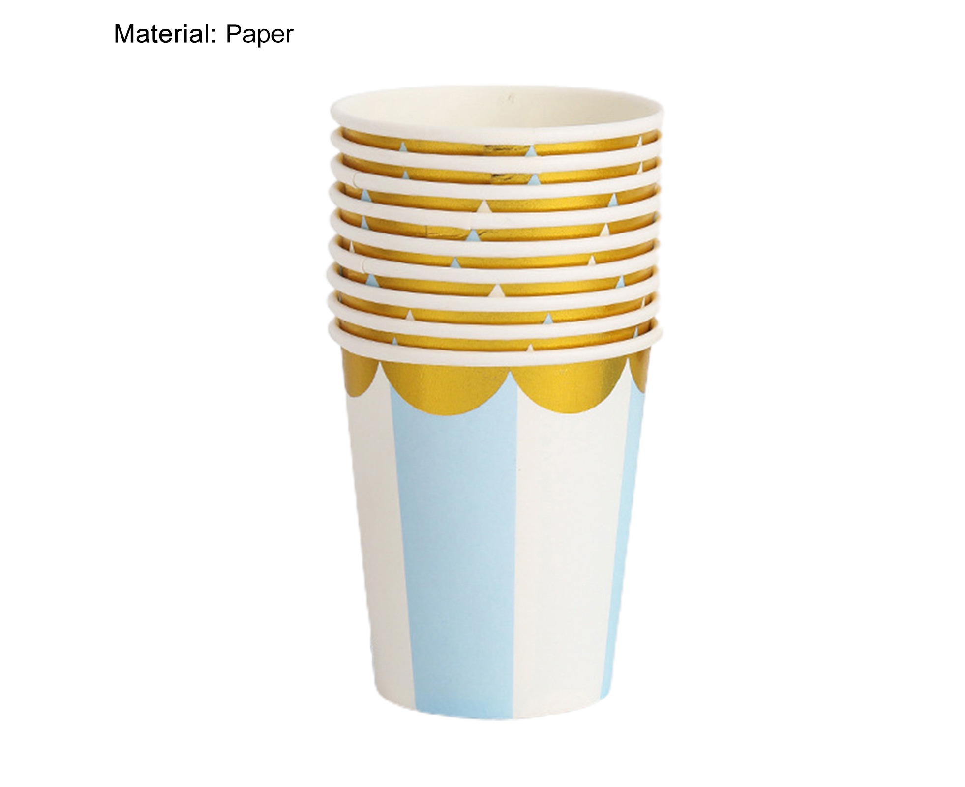 10pcs Paper Disposable Cup, Blue Textured Disposable Water Cup For