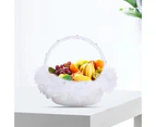 ricm Flower Basket Eye-catching Decorative Gauze Lace Decoration Cute Handle Flower Girl Basket Home Decor -White