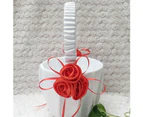 ricm Wedding Bridal Page Boy Ribbon Satin Faux Rose Flower Girl Basket Party Decor-White