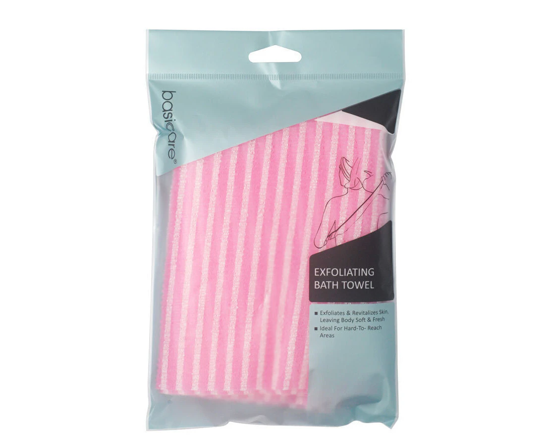 Basicare Exfoliating Bath Towel Pink