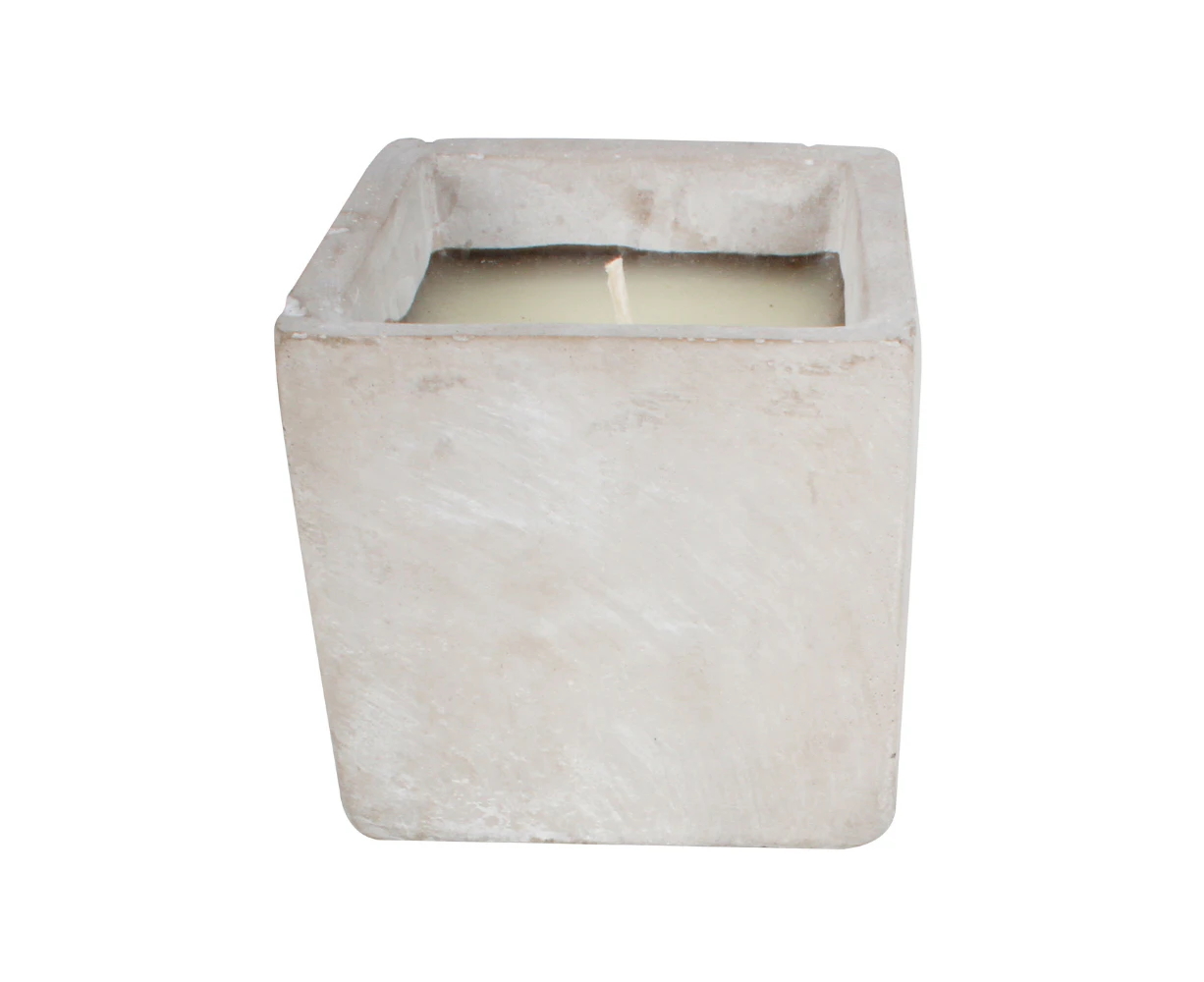 8cm Citronella Candle in Cement Cube Pot 12hr Burn, Mosquito Repellent