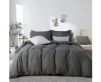 3pcs Gray Queen Quilt Cover Set 100% Microfiber Bedding Set