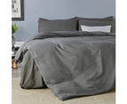 3pcs Gray Superking Quilt Cover Set 100% Microfiber Bedding Set